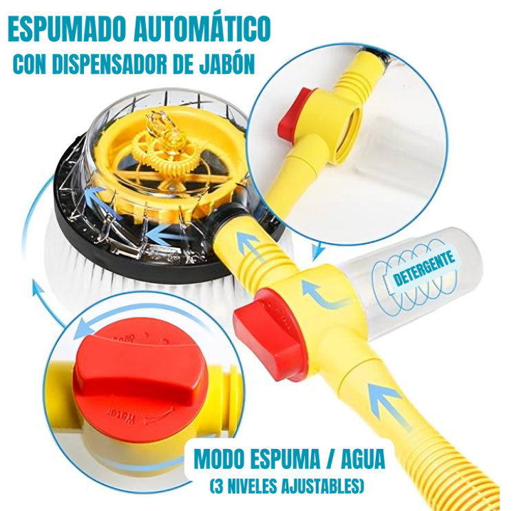 Cepillo Lavador Giratorio 360° para Auto y Hogar con Depósito de Jabón